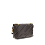 PINKO Brown Calf Leather Shoulder Bag