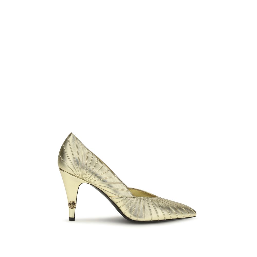 Versace Gold Calf Leather High-Heel Pumps