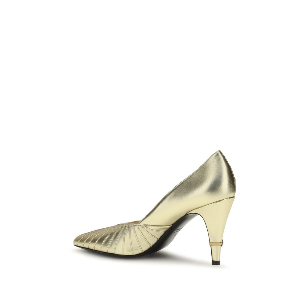 Versace Gold Calf Leather High-Heel Pumps