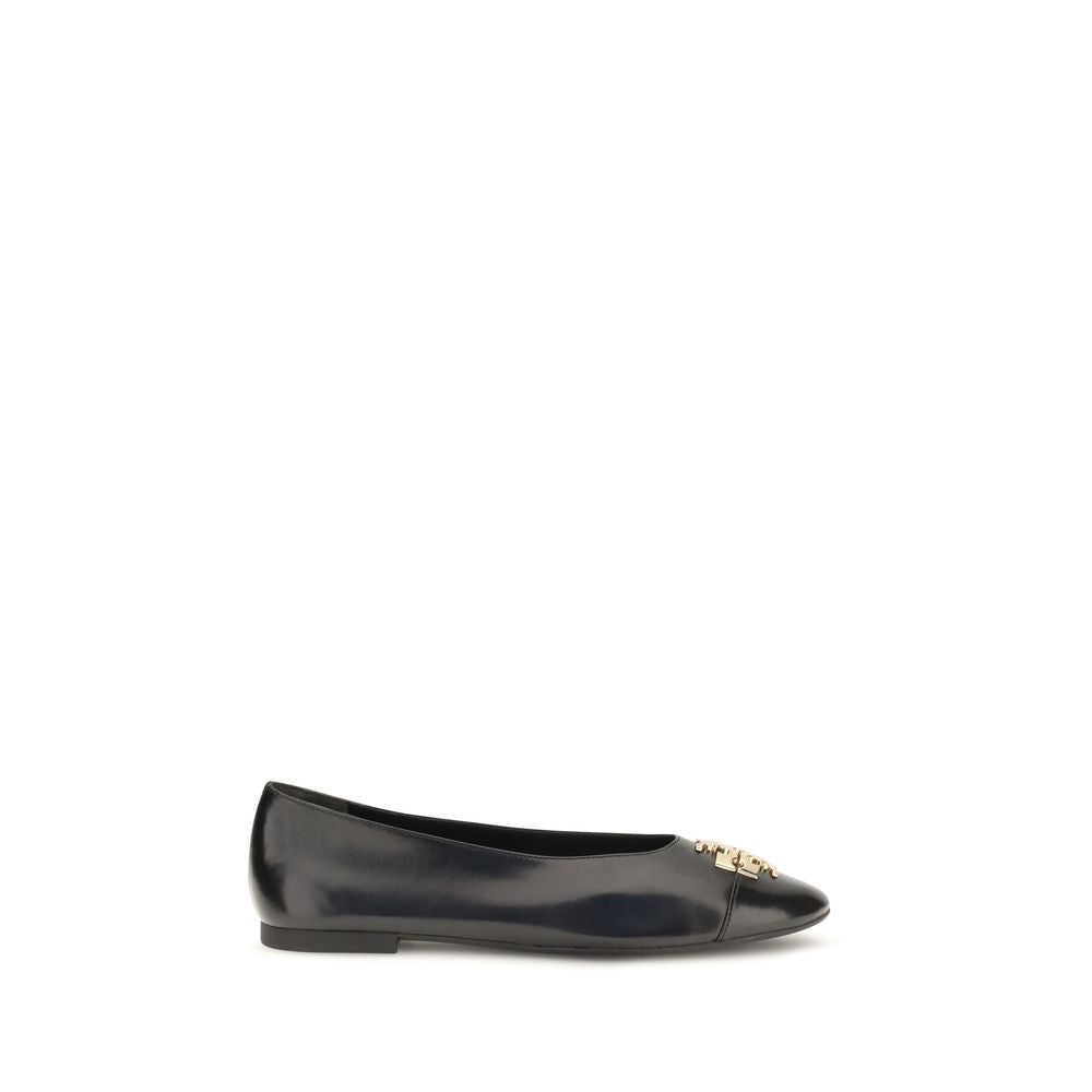 Tory Burch Black Calf Leather Ballet Flats
