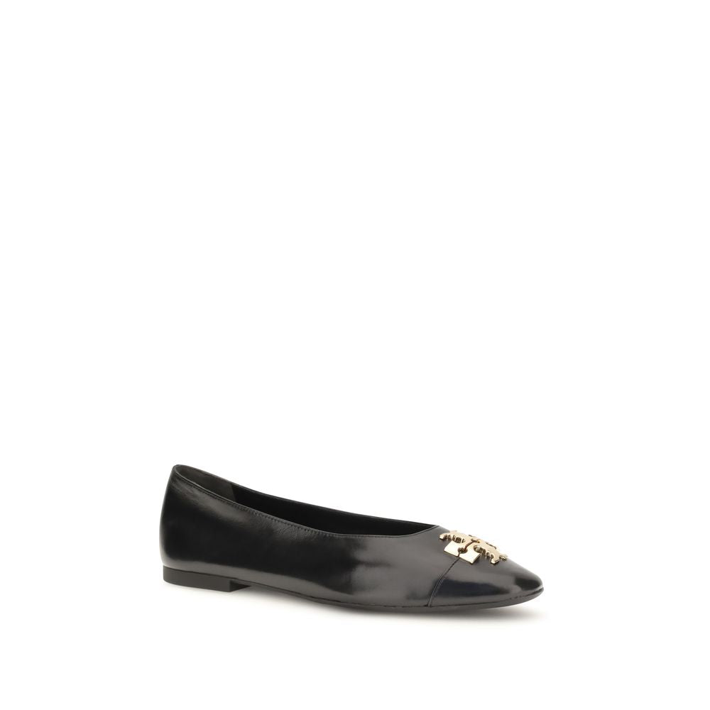Tory Burch Black Calf Leather Ballet Flats