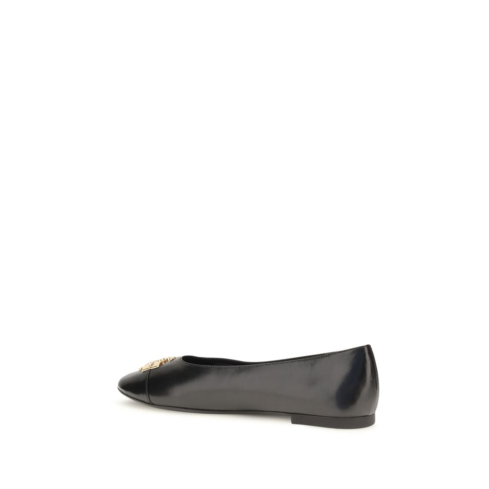 Tory Burch Black Calf Leather Ballet Flats