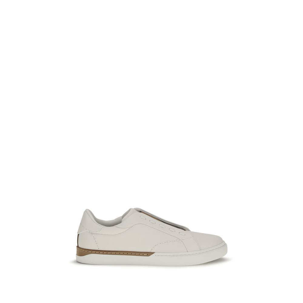 Fendi White Calf Leather Low Top Sneakers