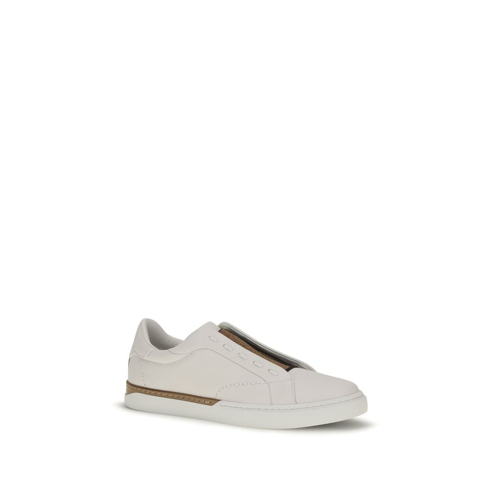 Fendi White Calf Leather Low Top Sneakers