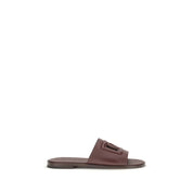 Dolce & Gabbana Brown Calf Leather Flat Sandals