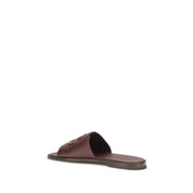 Dolce & Gabbana Brown Calf Leather Flat Sandals