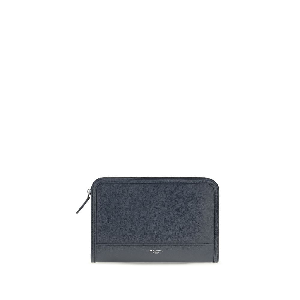 Dolce & Gabbana Blue Calf Leather Clutch