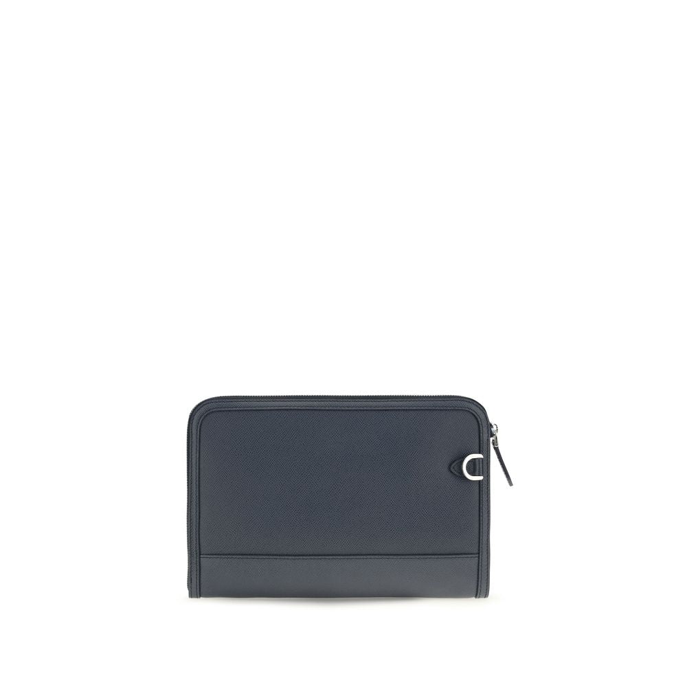 Dolce & Gabbana Blue Calf Leather Clutch