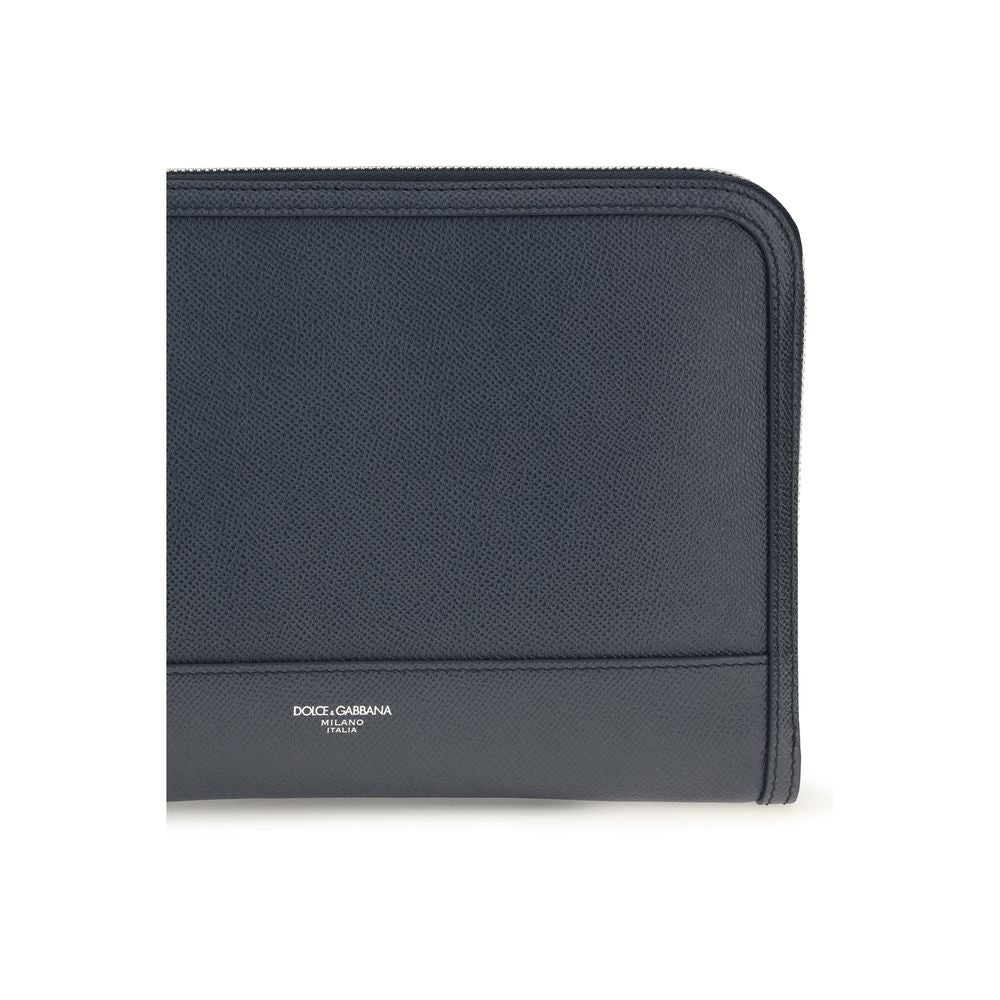 Dolce & Gabbana Blue Calf Leather Clutch