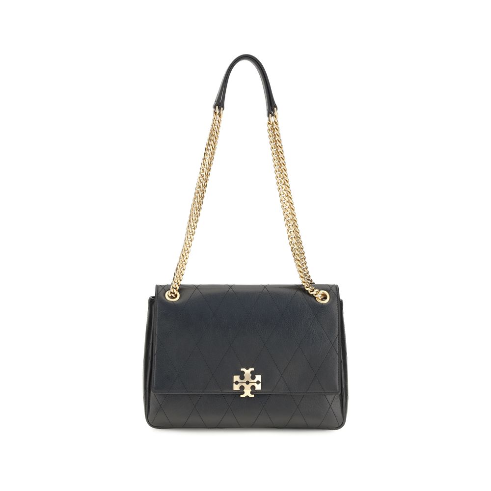 Tory Burch Black Calf Leather Charlie Shoulder Bag