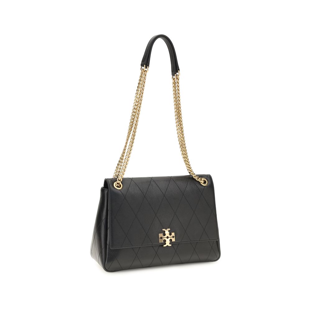 Tory Burch Black Calf Leather Charlie Shoulder Bag