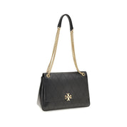 Tory Burch Black Calf Leather Charlie Shoulder Bag