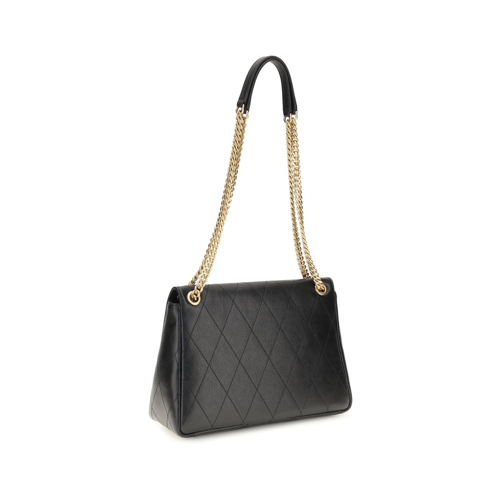 Tory Burch Black Calf Leather Charlie Shoulder Bag