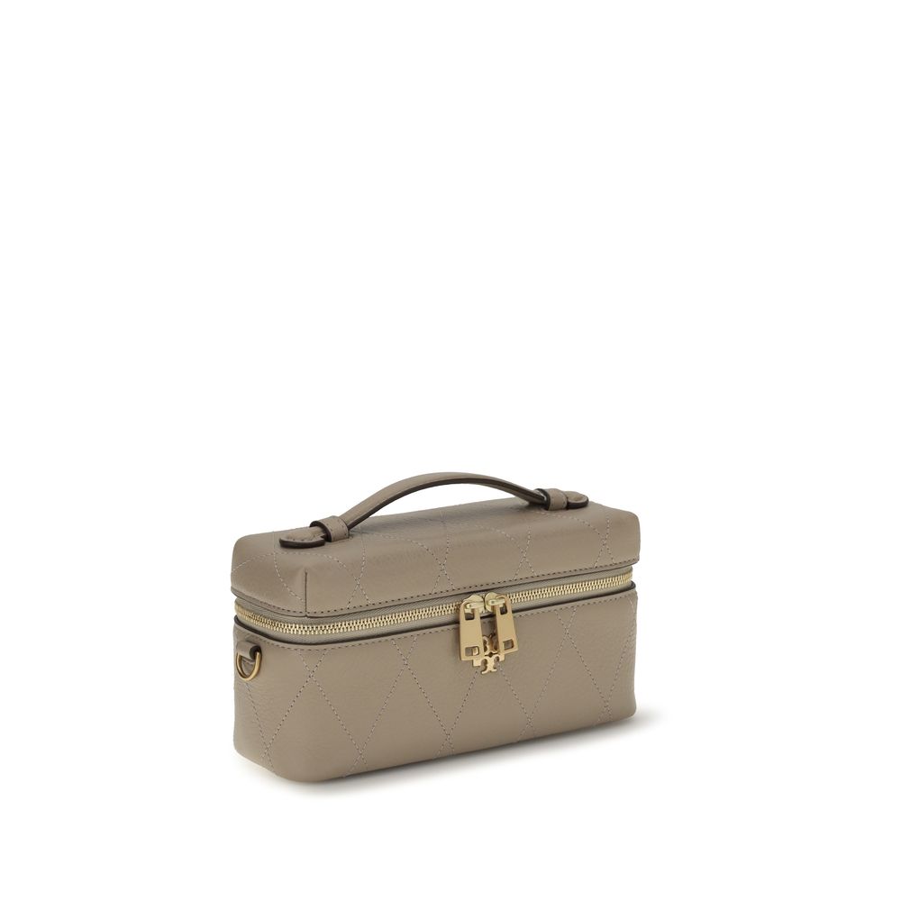 Tory Burch Gray Calf Leather Beauty Case
