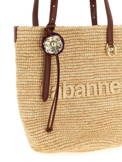 Paco Rabanne Beige Raffia Tote Bag