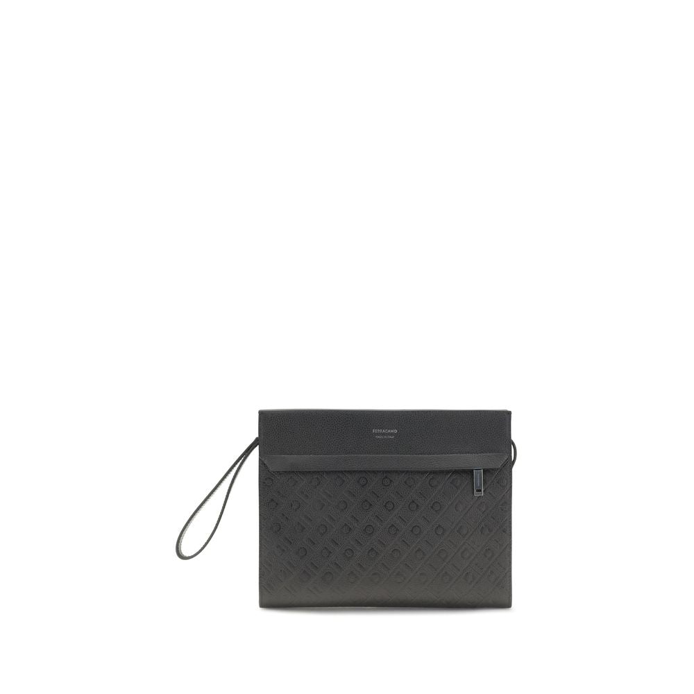 Ferragamo Black Calf Leather Shoulder Bag