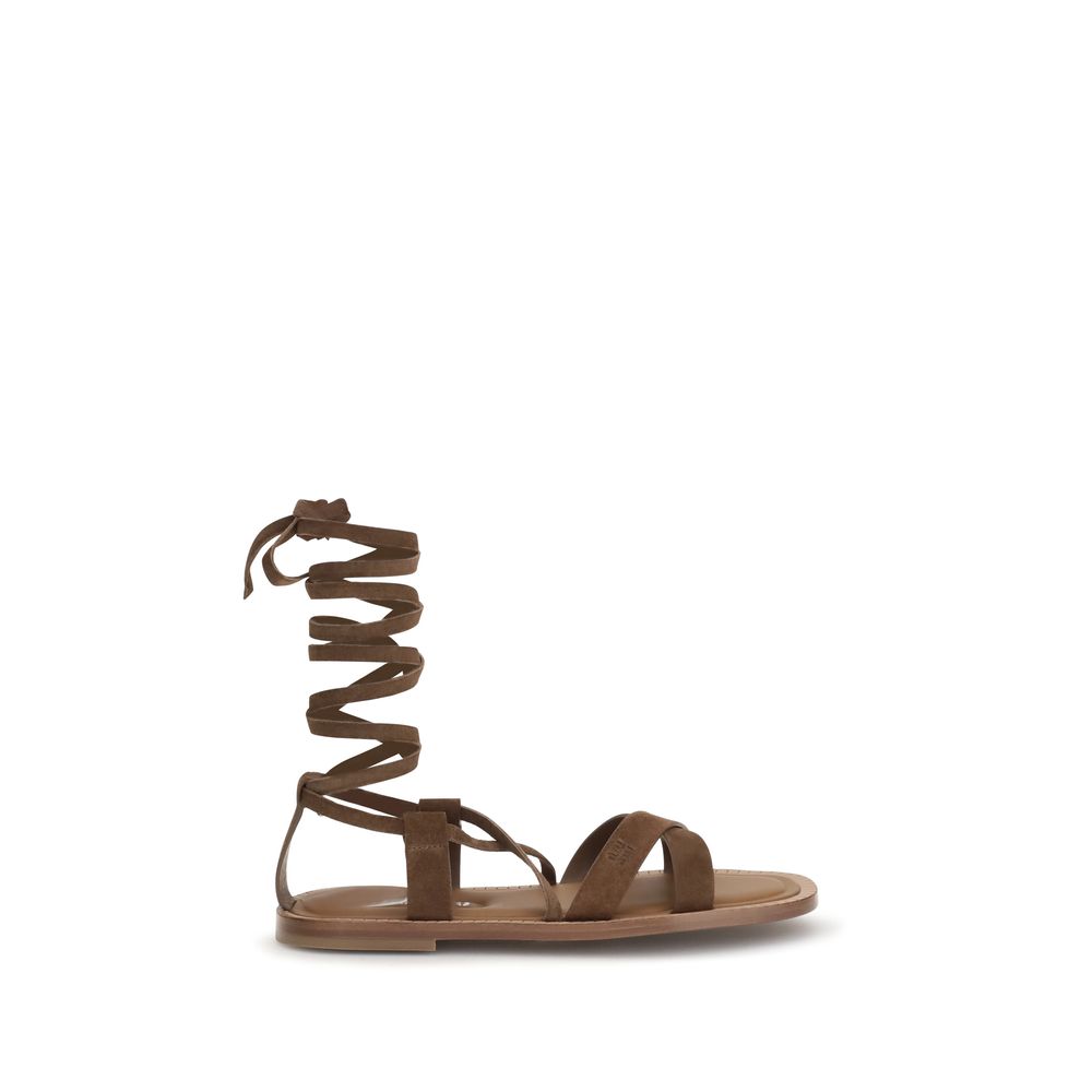 Miu Miu Brown Calf Leather Gladiator Sandals