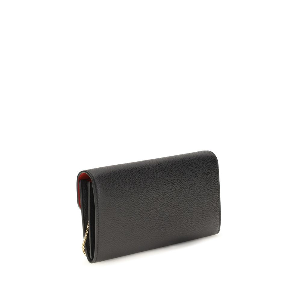 Ferragamo Black Calf Leather Wallet with Shoulder Strap