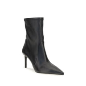 Stuart Weitzman Black Calf Leather Ankle Boots