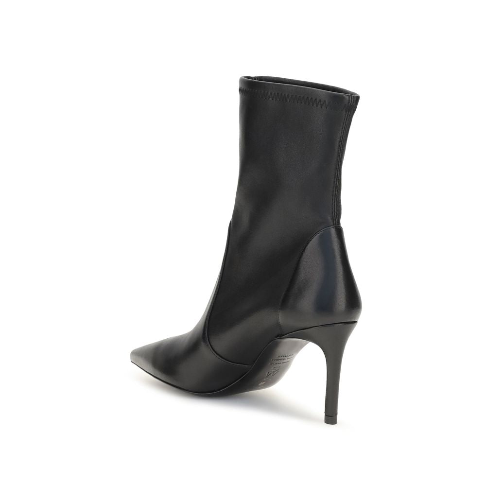 Stuart Weitzman Black Calf Leather Ankle Boots