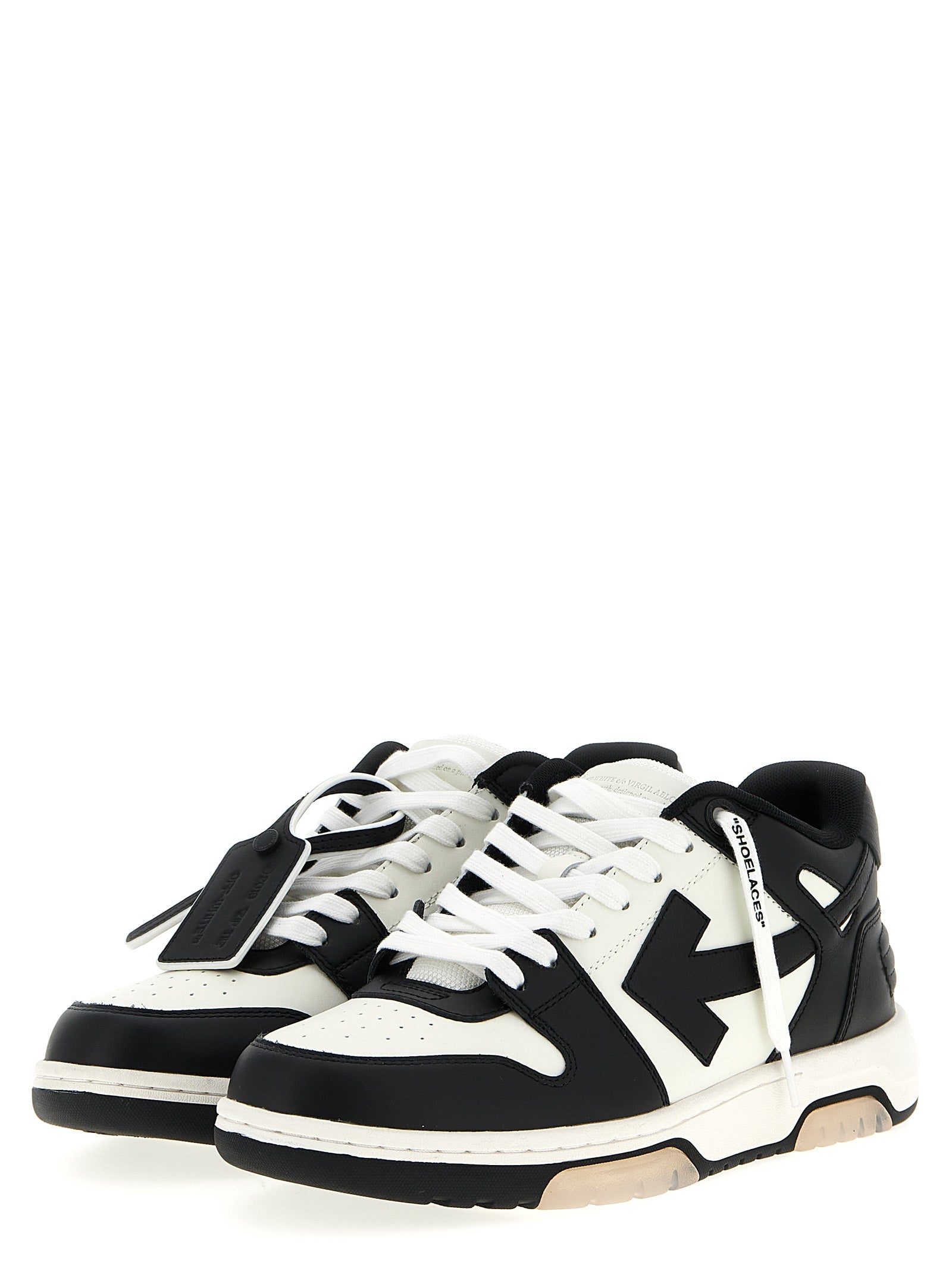Off-White White/Black Calf Leather Low Top Sneakers