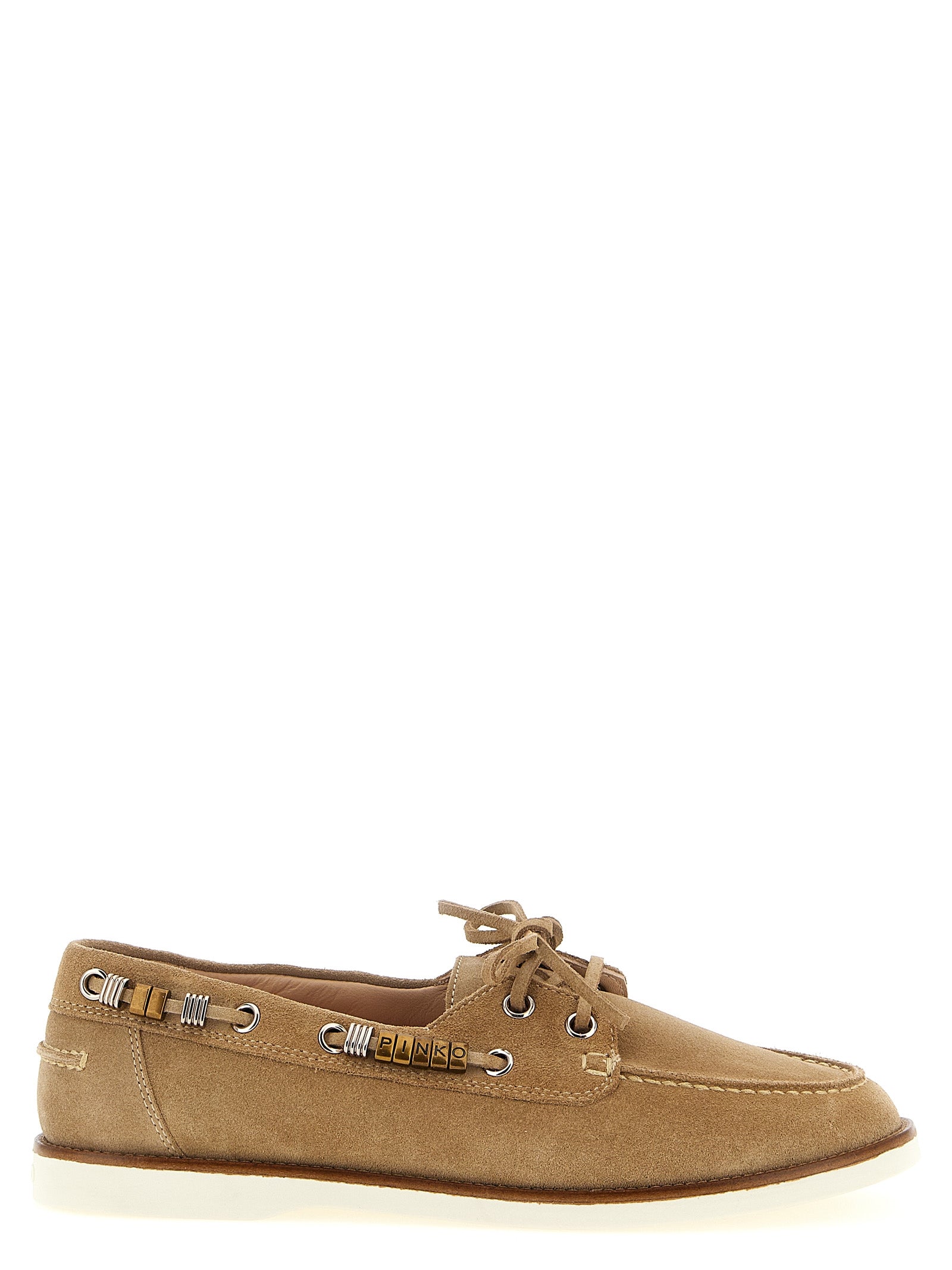 PINKO Beige Calfskin Moccasin