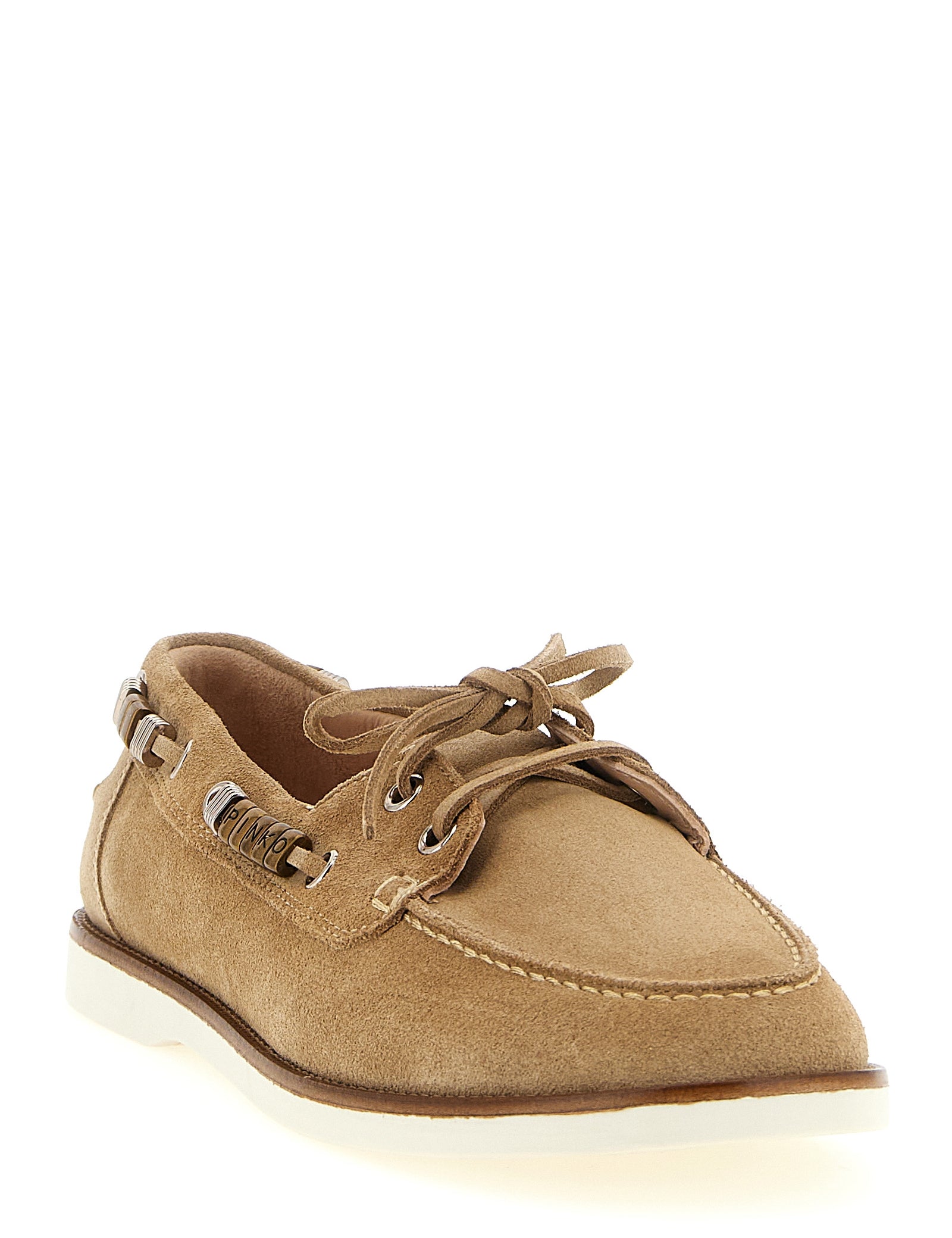 PINKO Beige Calfskin Moccasin