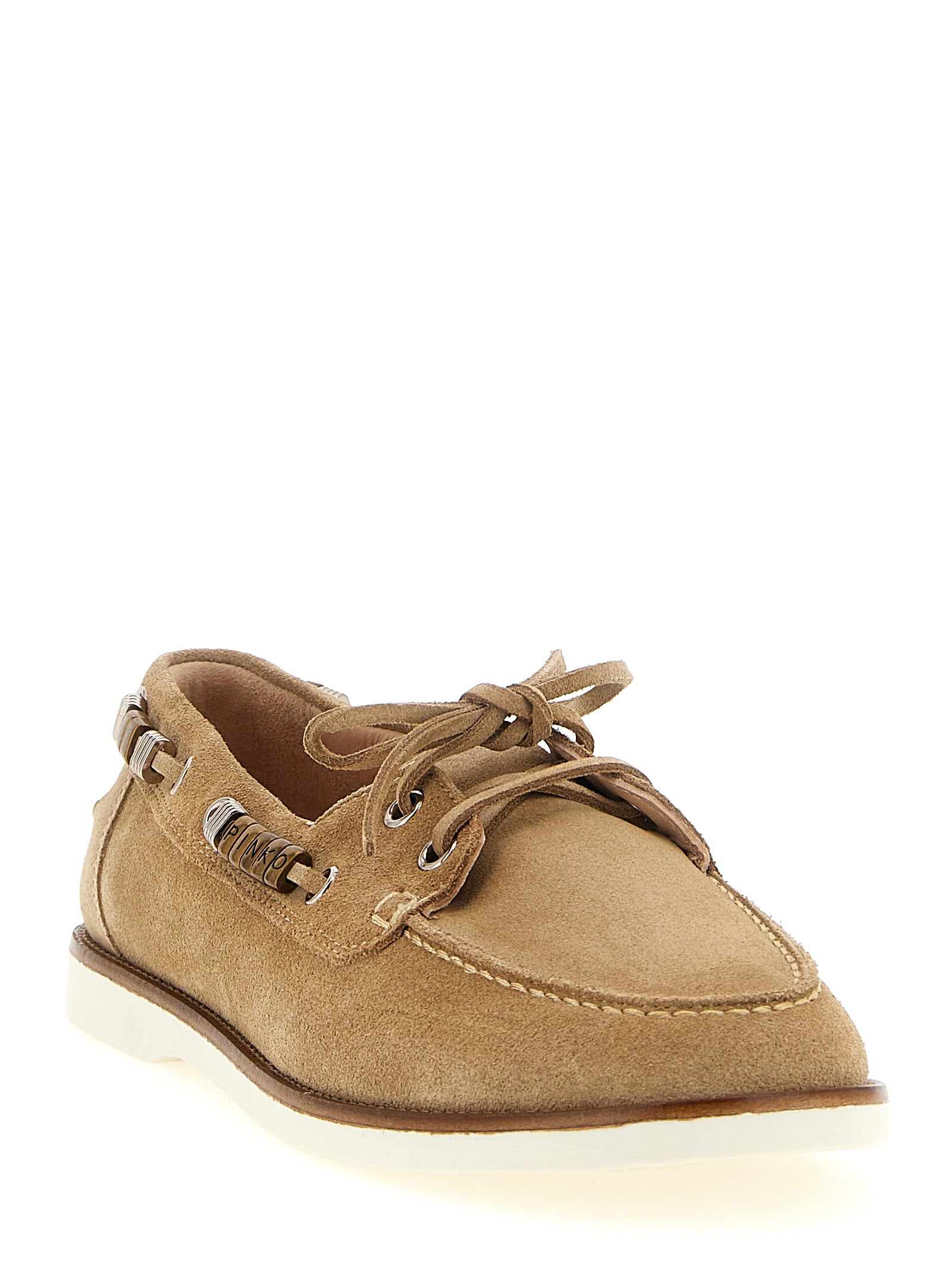 PINKO Beige Calfskin Moccasin