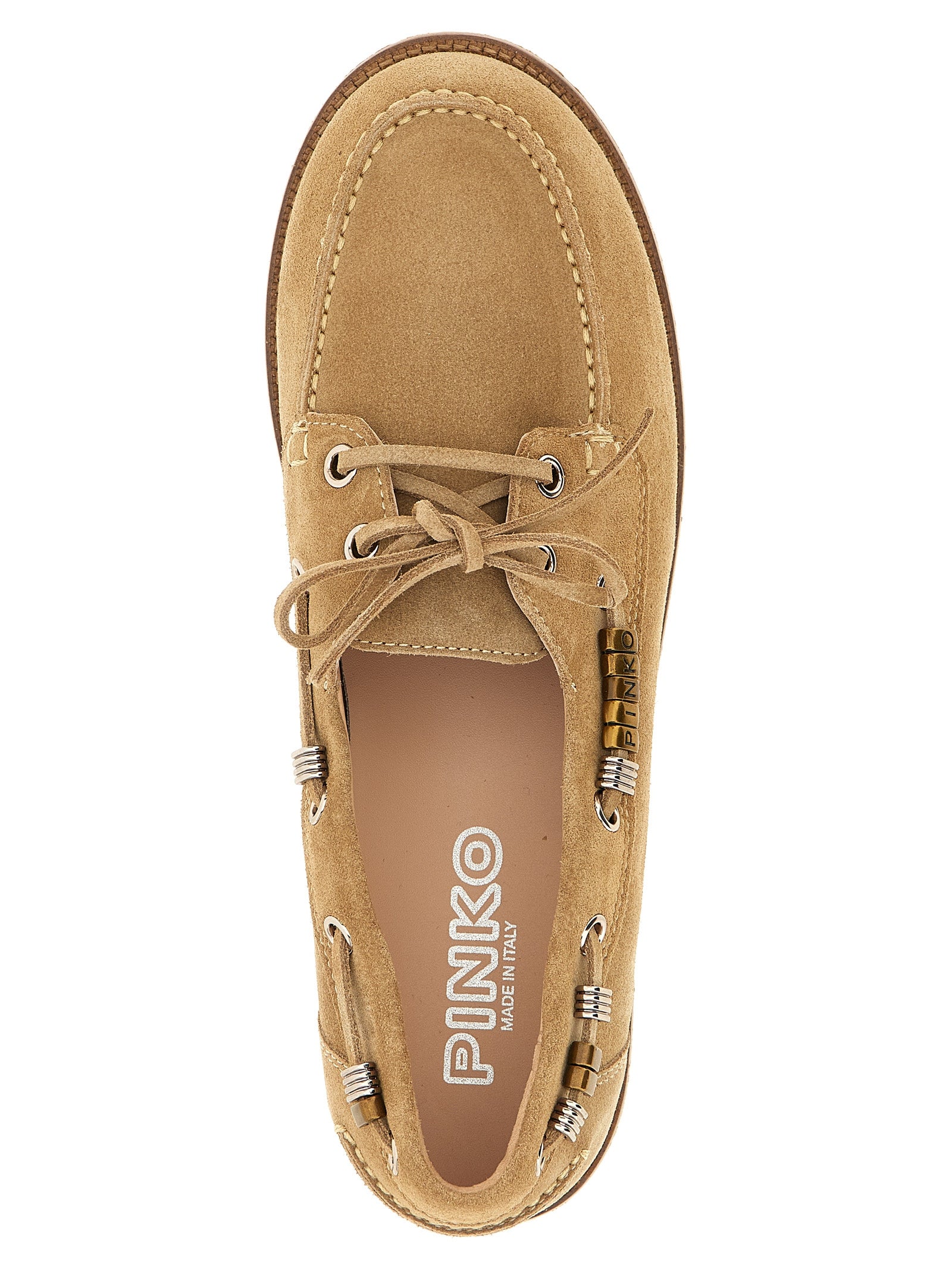 PINKO Beige Calfskin Moccasin