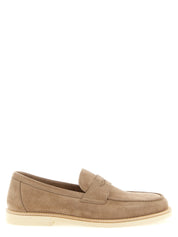 Brunello Cucinelli Beige Calfskin Slip-On Loafers