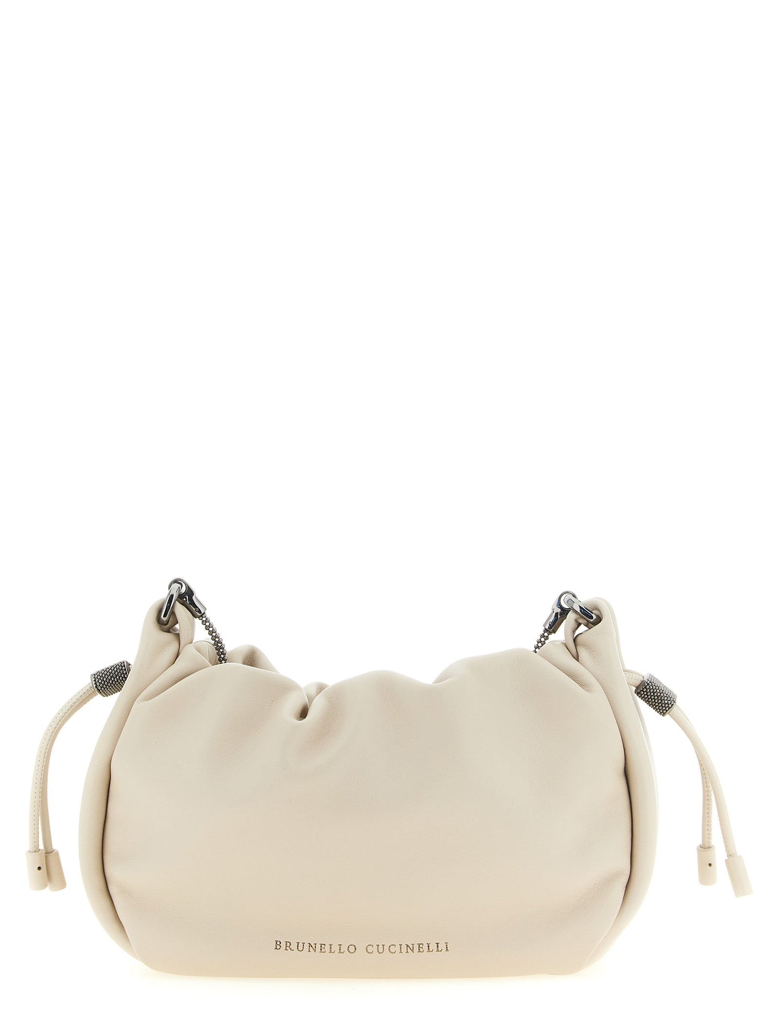 Brunello Cucinelli White Lamb Leather Mini Shoulder Bag