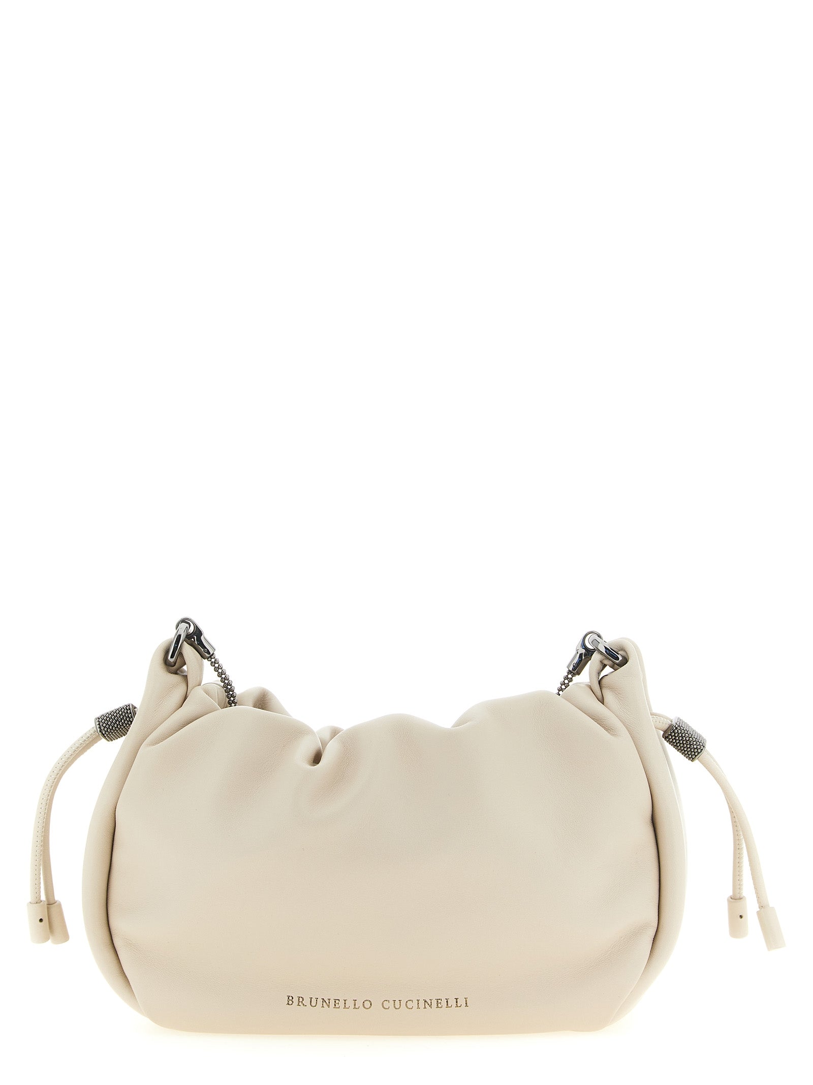 Brunello Cucinelli White Lamb Leather Mini Shoulder Bag