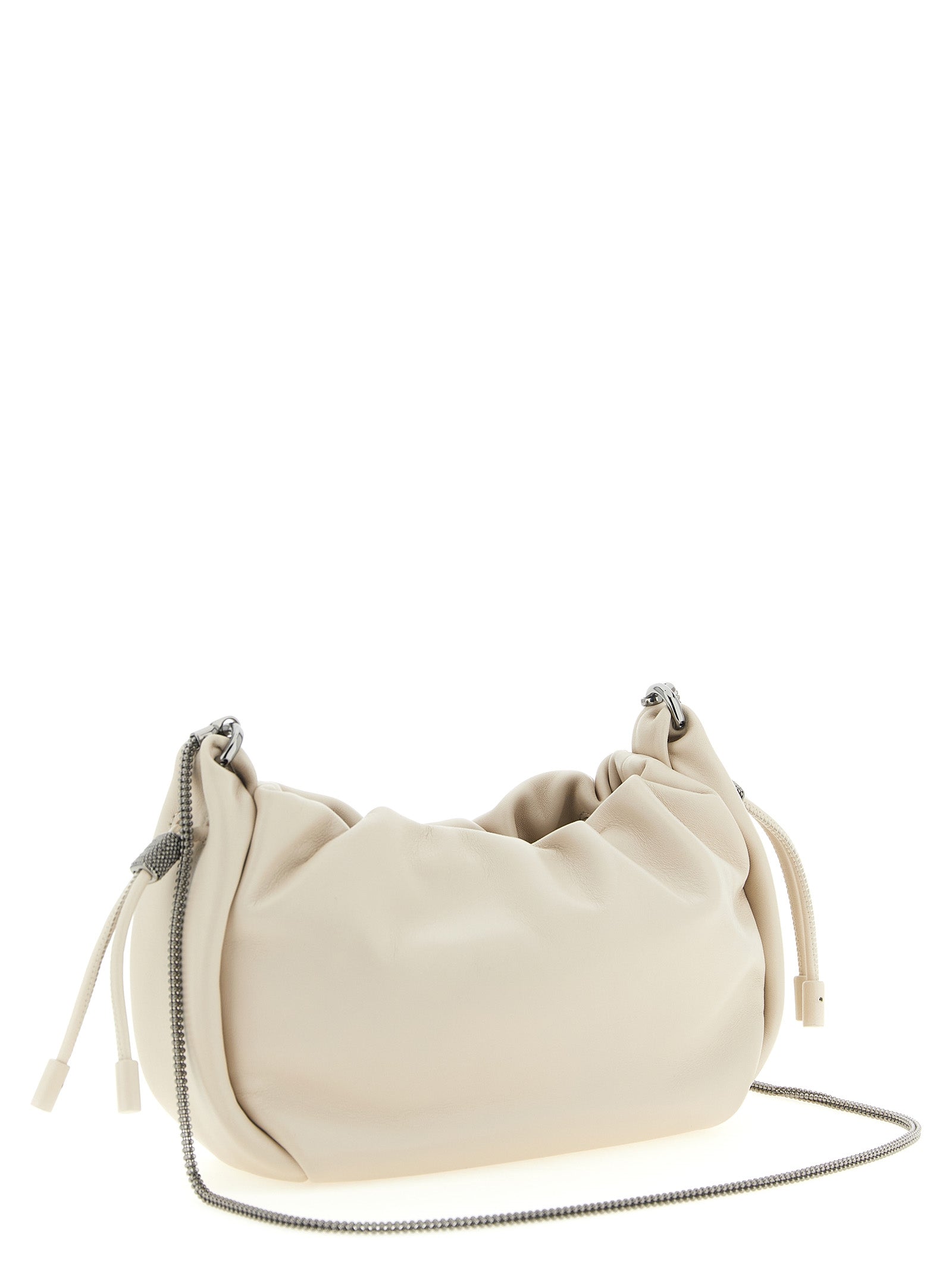 Brunello Cucinelli White Lamb Leather Mini Shoulder Bag