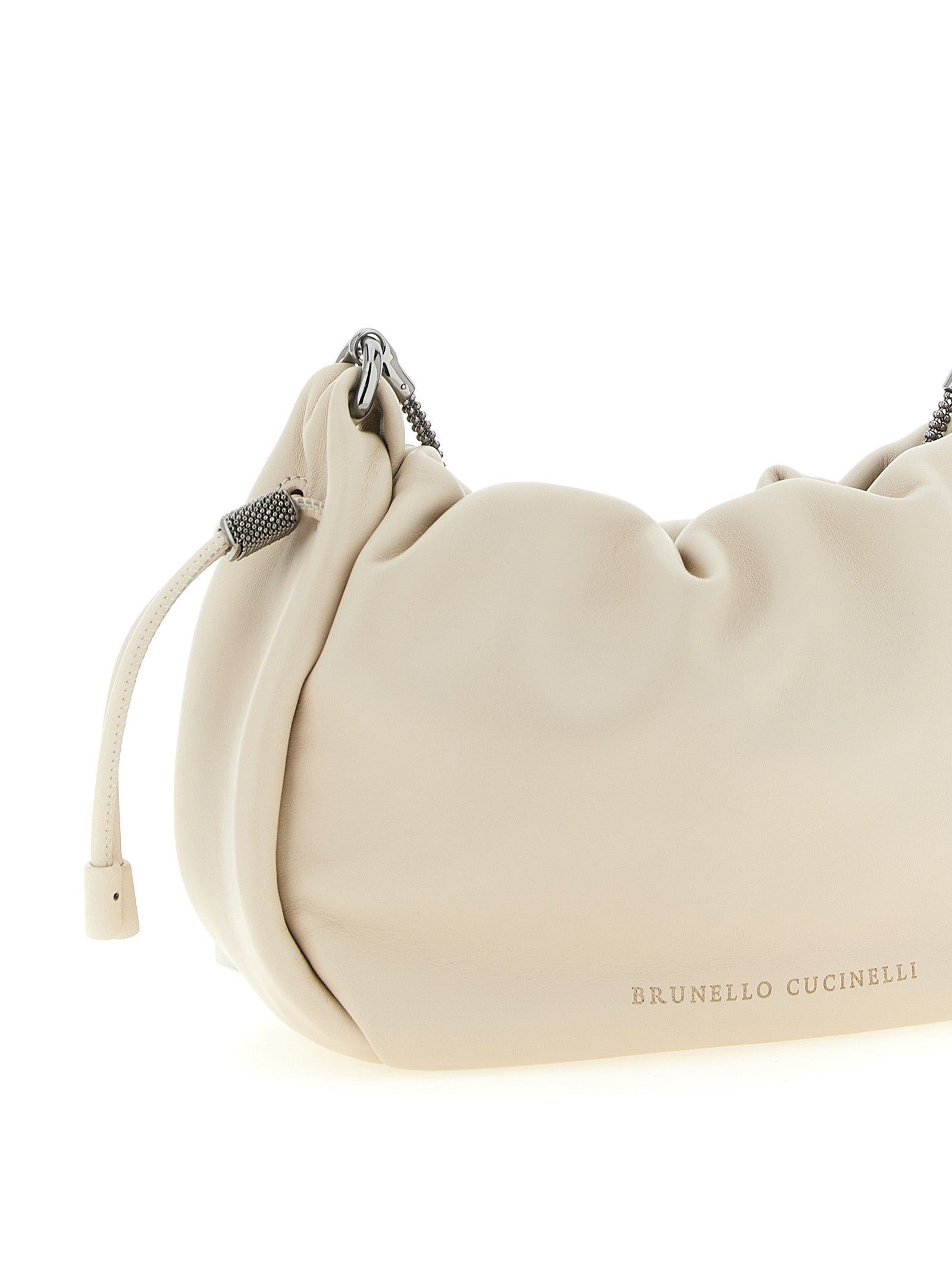 Brunello Cucinelli White Lamb Leather Mini Shoulder Bag