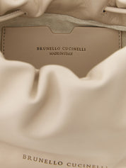 Brunello Cucinelli White Lamb Leather Mini Shoulder Bag