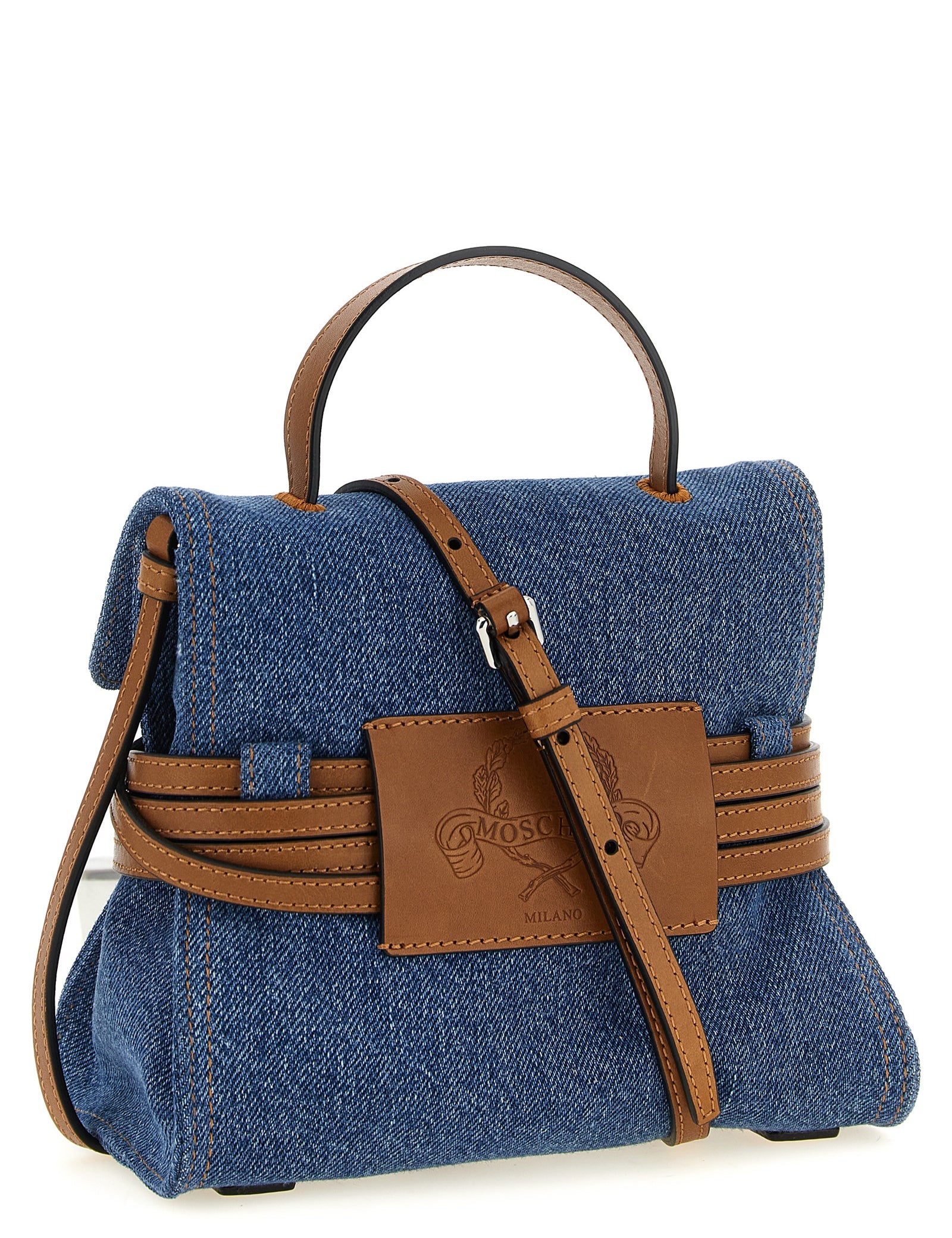 Moschino Blue Cotton Denim Handbag