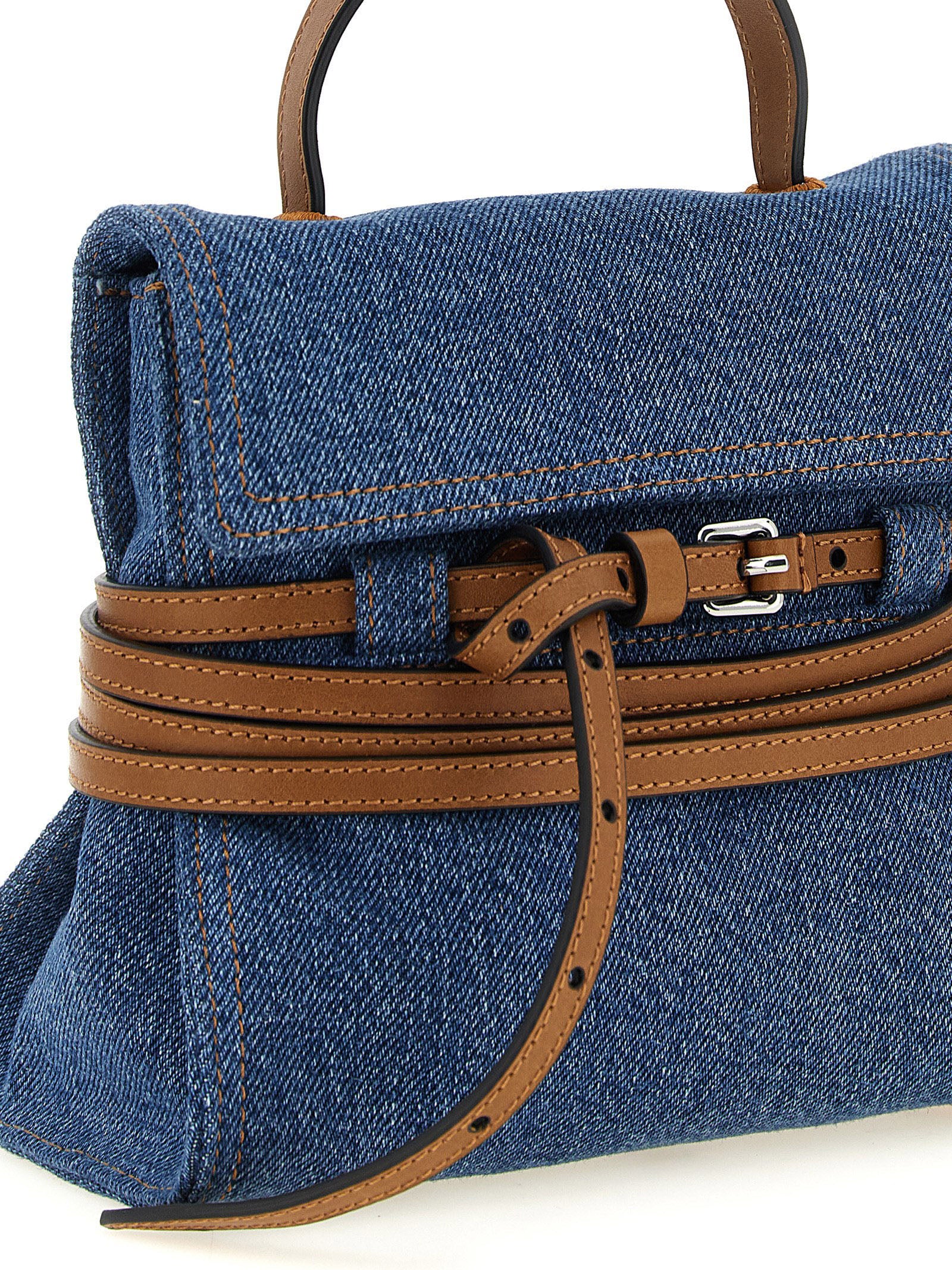 Moschino Blue Cotton Denim Handbag