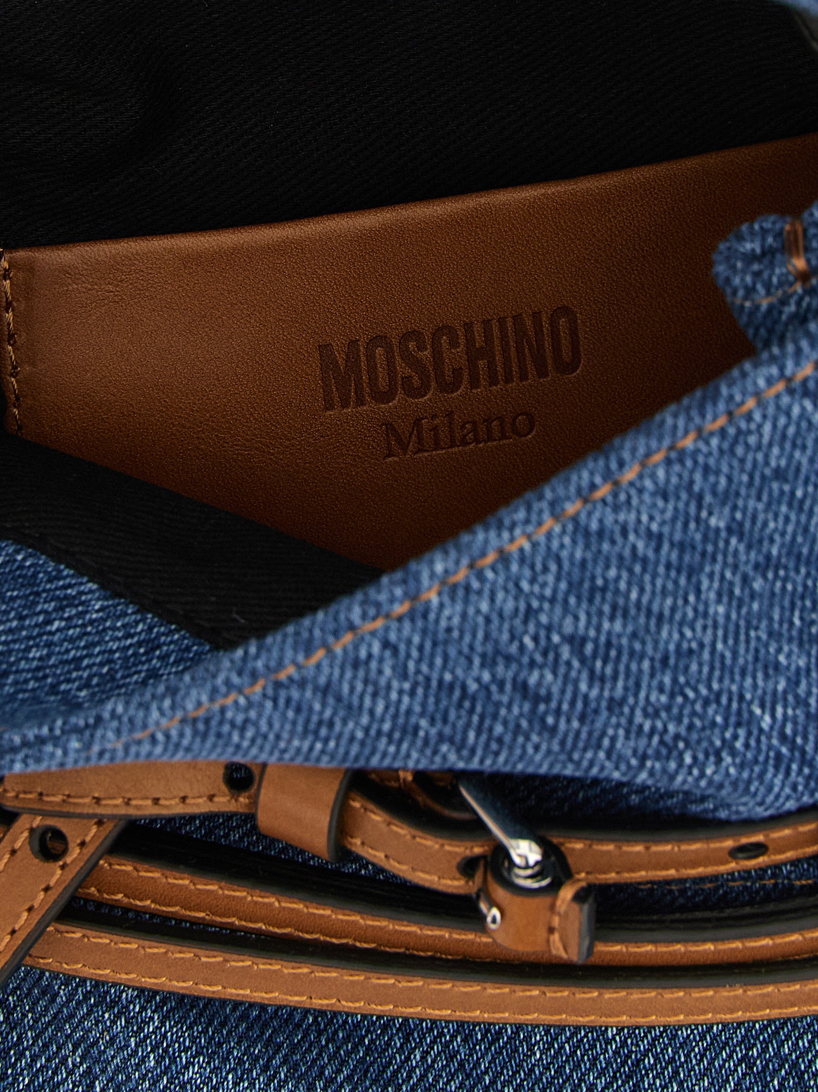 Moschino Blue Cotton Denim Handbag
