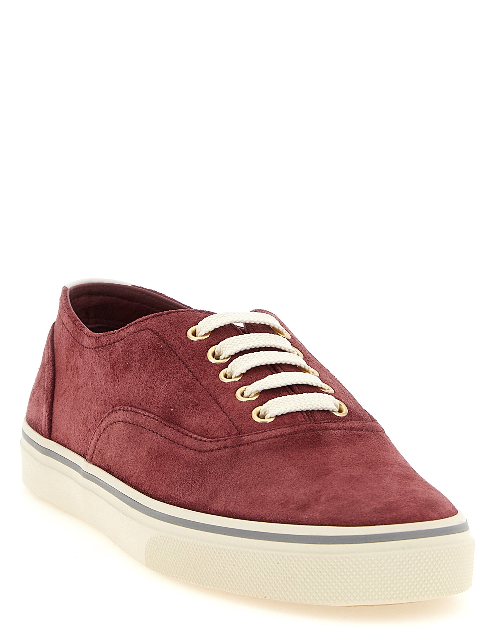 Brunello Cucinelli Burgundy Calfskin Low Top Sneakers