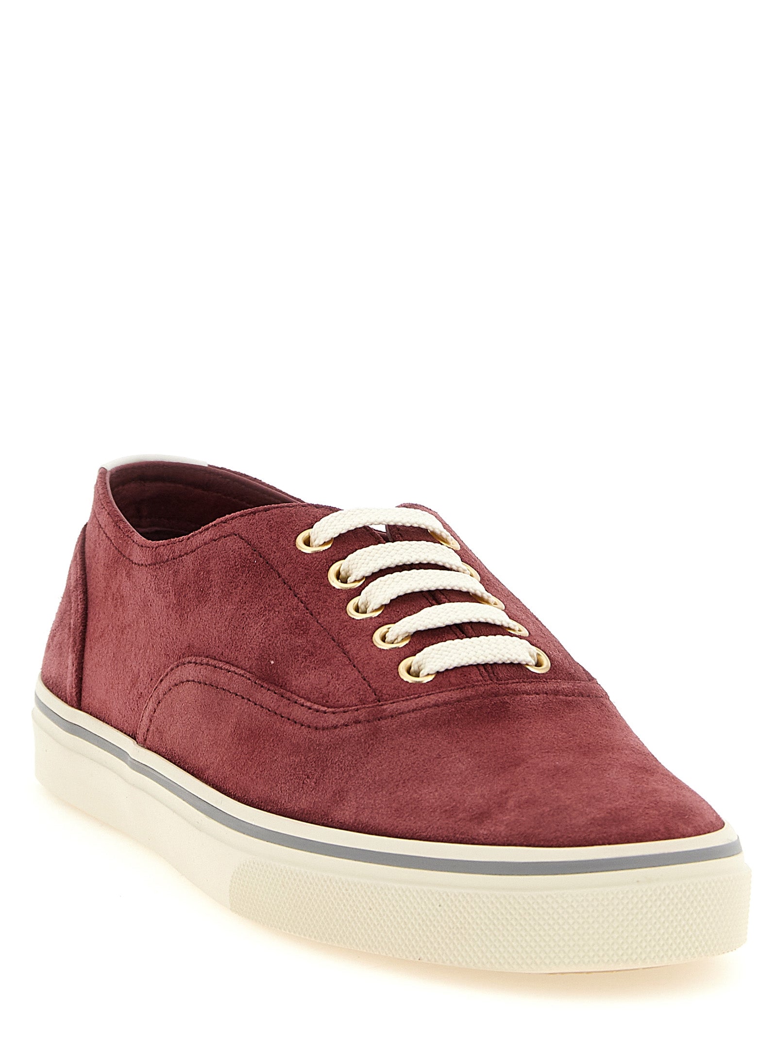 Brunello Cucinelli Burgundy Calfskin Low Top Sneakers