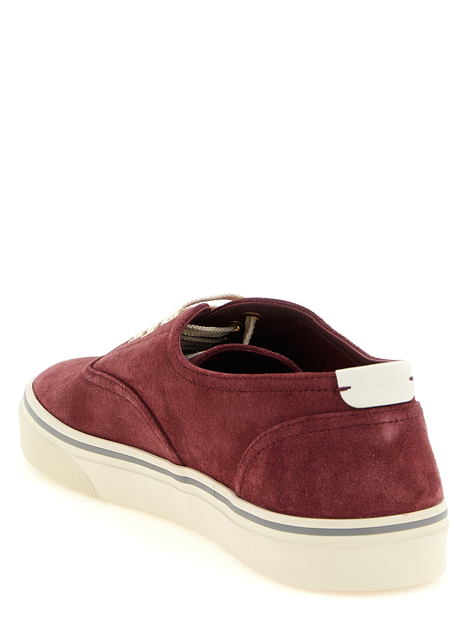 Brunello Cucinelli Burgundy Calfskin Low Top Sneakers