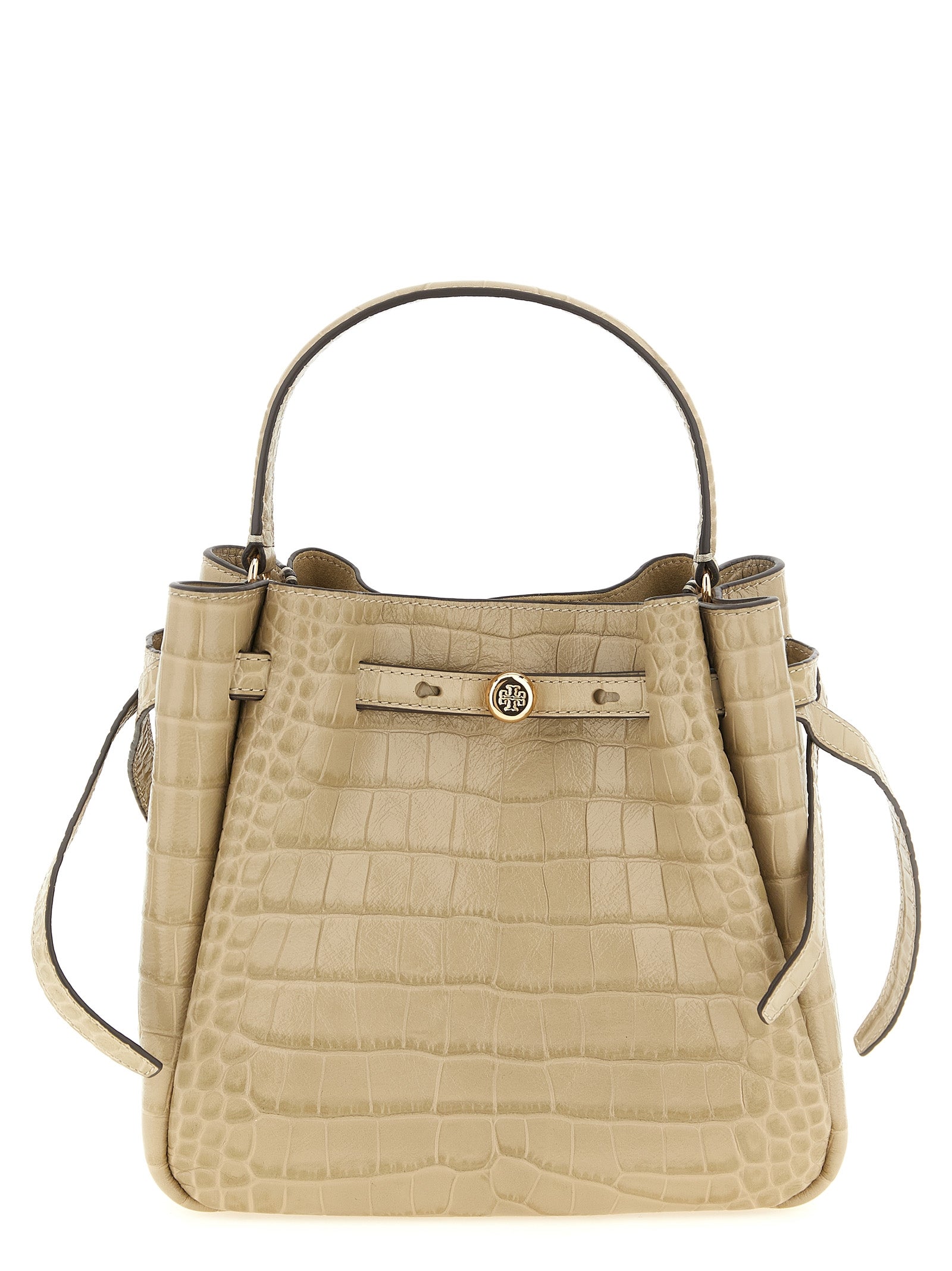 Tory Burch Beige Cowhide Leather Small Bucket Bag