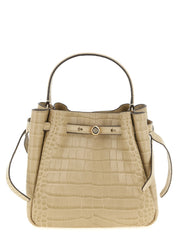 Tory Burch Beige Cowhide Leather Small Bucket Bag