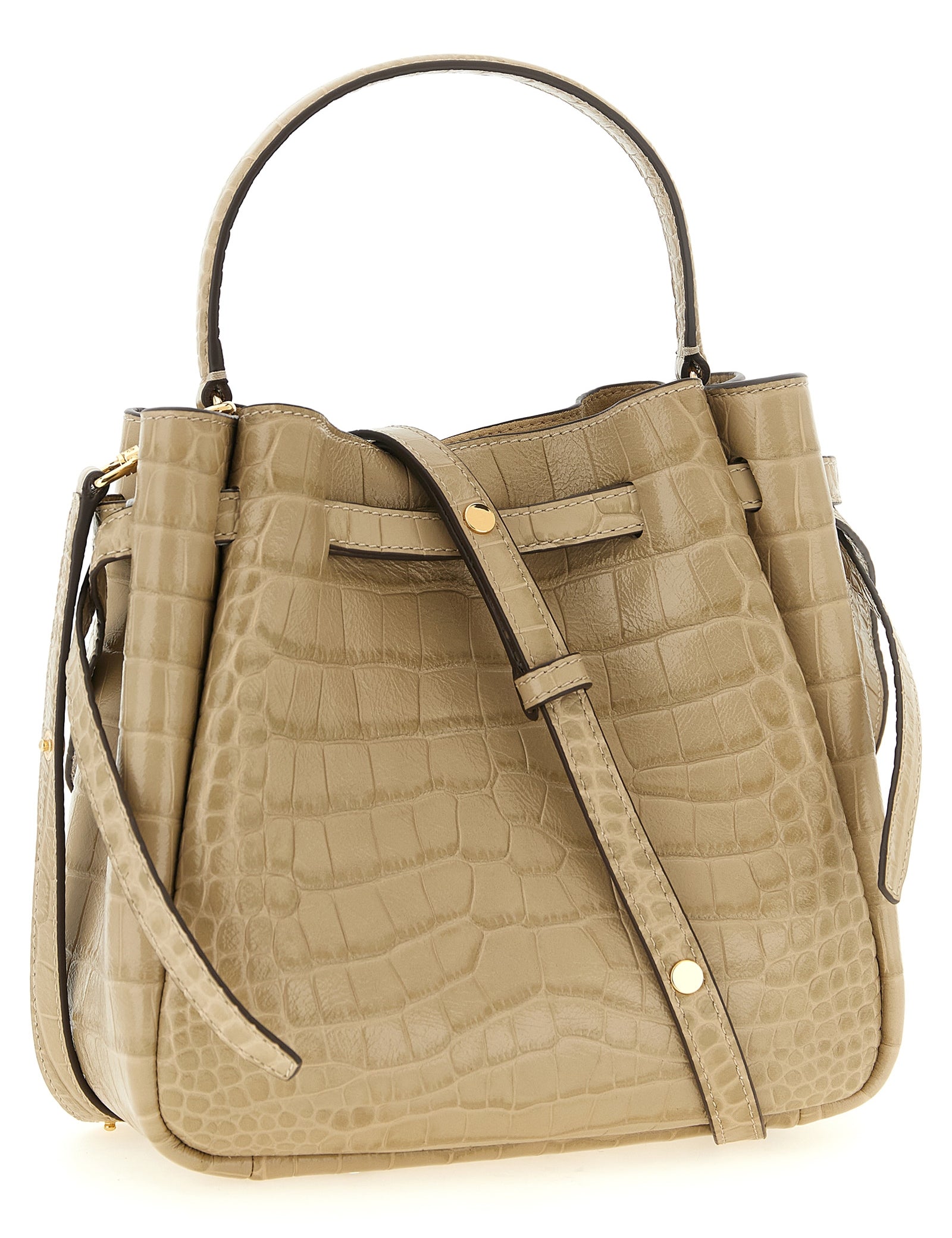 Tory Burch Beige Cowhide Leather Small Bucket Bag