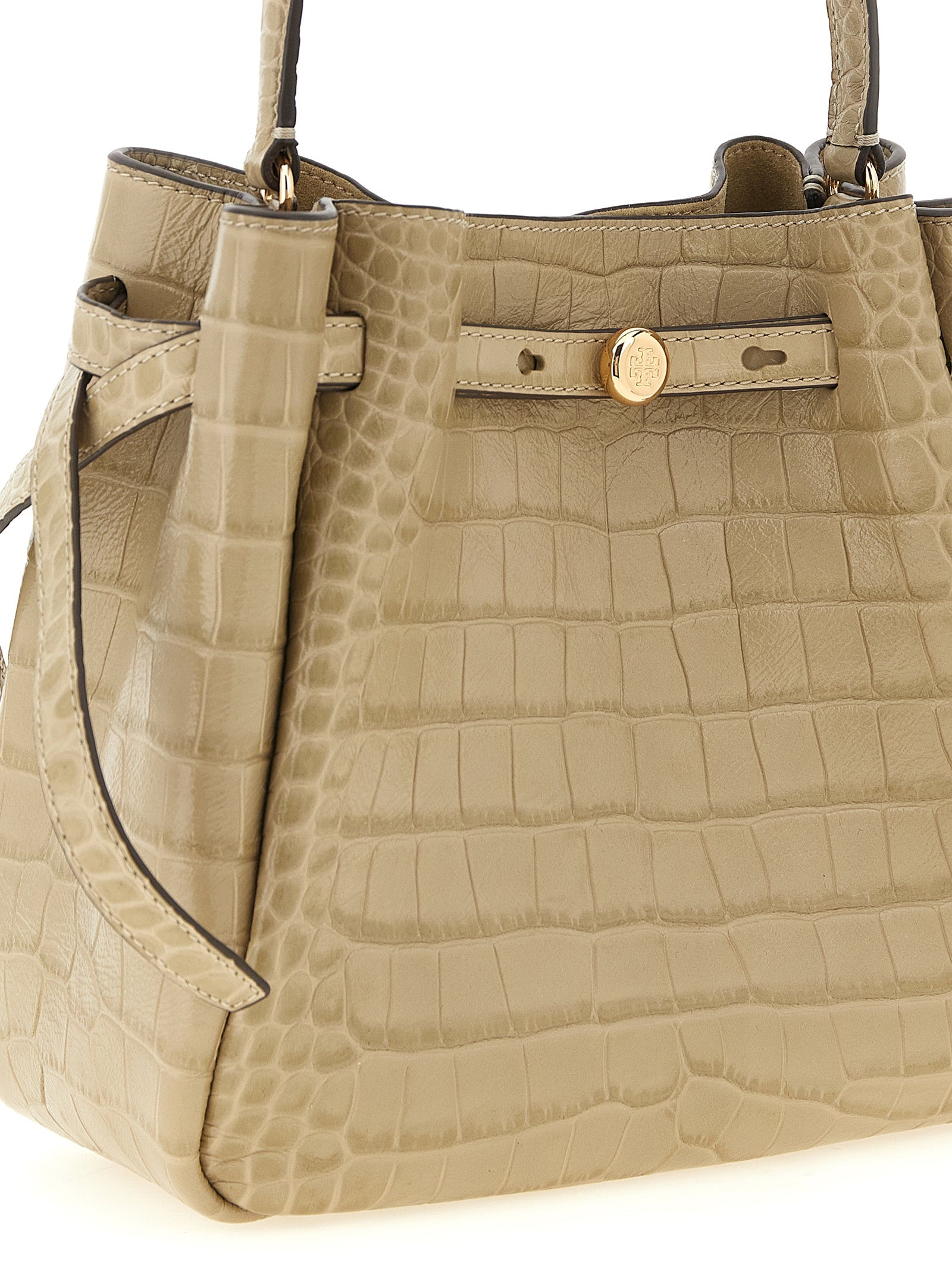 Tory Burch Beige Cowhide Leather Small Bucket Bag
