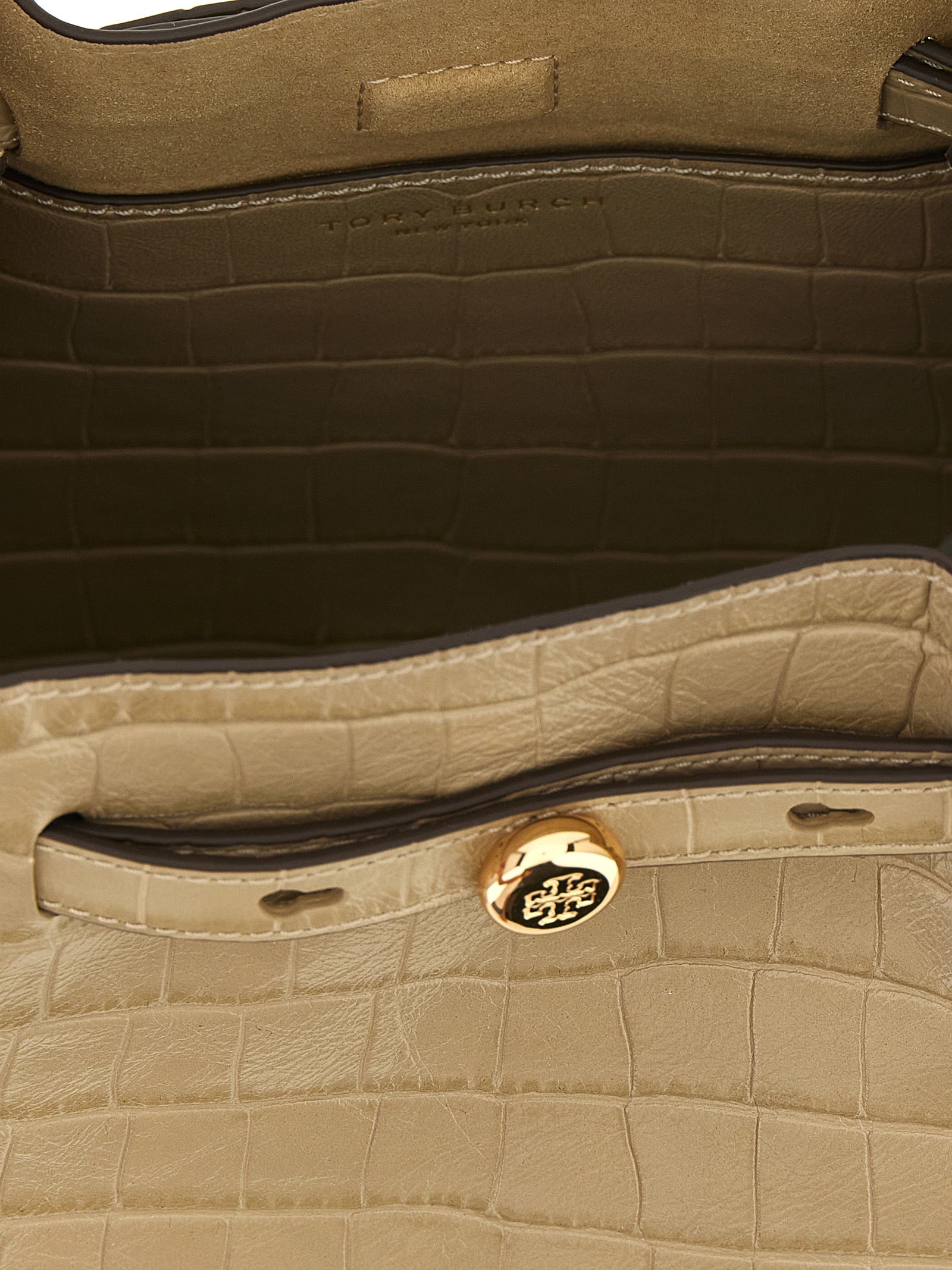 Tory Burch Beige Cowhide Leather Small Bucket Bag
