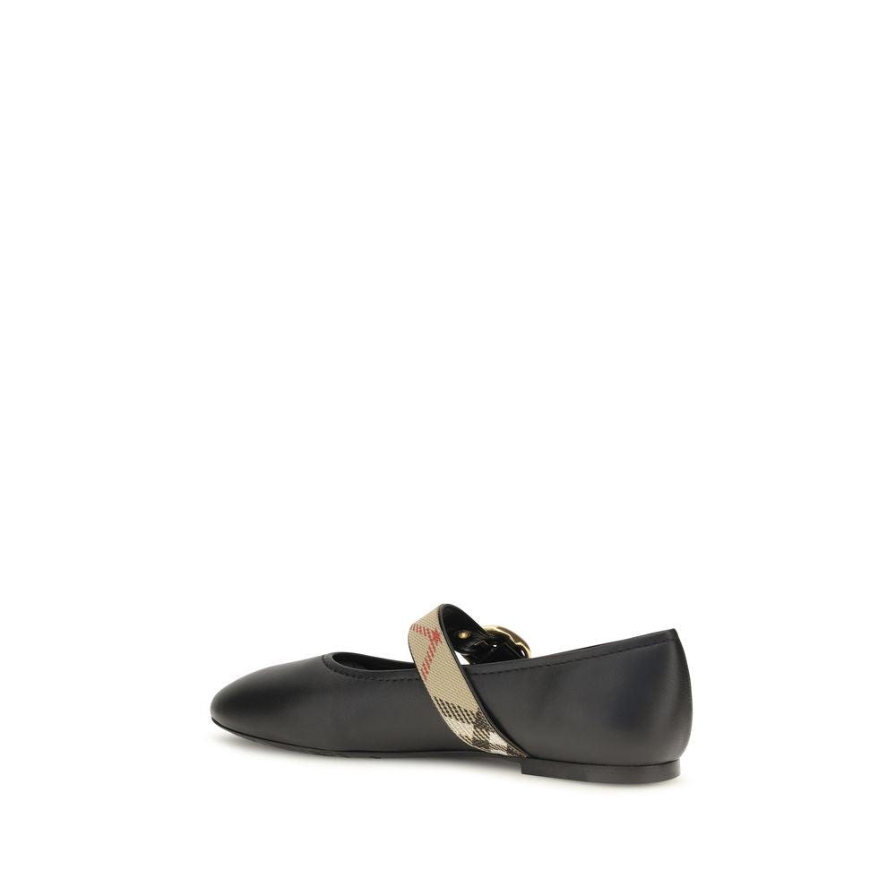 Burberry Black Calf Leather Ballet Flats