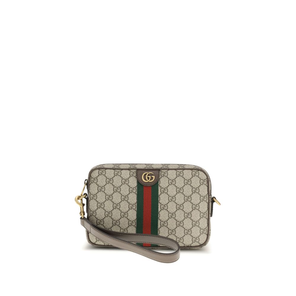 Gucci Beige and Dark Brown Coated Fabric Shoulder Bag