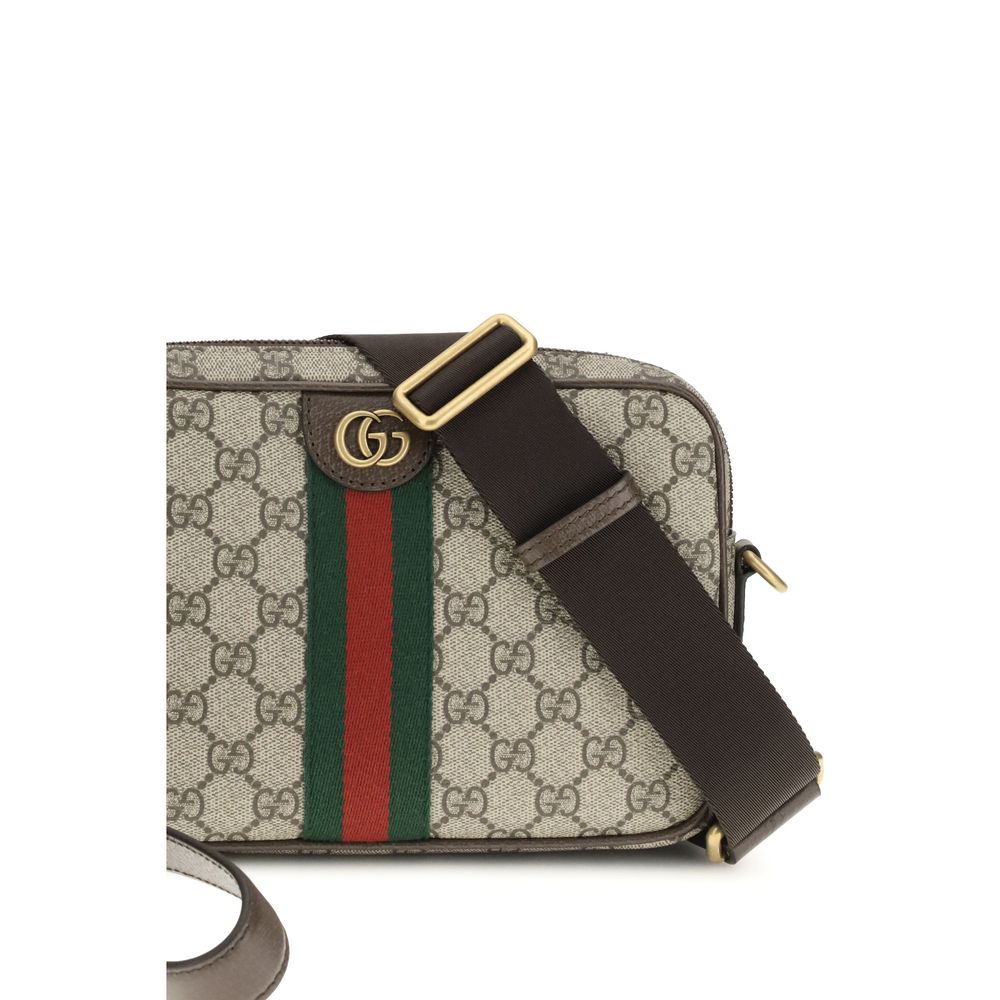 Gucci Beige and Dark Brown Coated Fabric Shoulder Bag