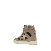 Isabel Marant Beige and Blue Calf Leather High Top Sneakers